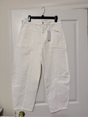 Flying Monkey White Boyfriend Jeans with Patch Pockets